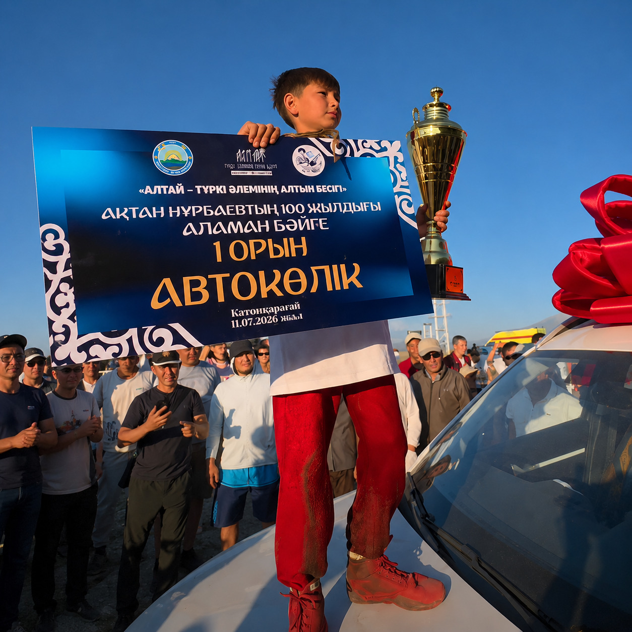 В Катон-Карагае девятилетний шабандоз выиграл главный приз аламан байге — автомобиль Hyundai