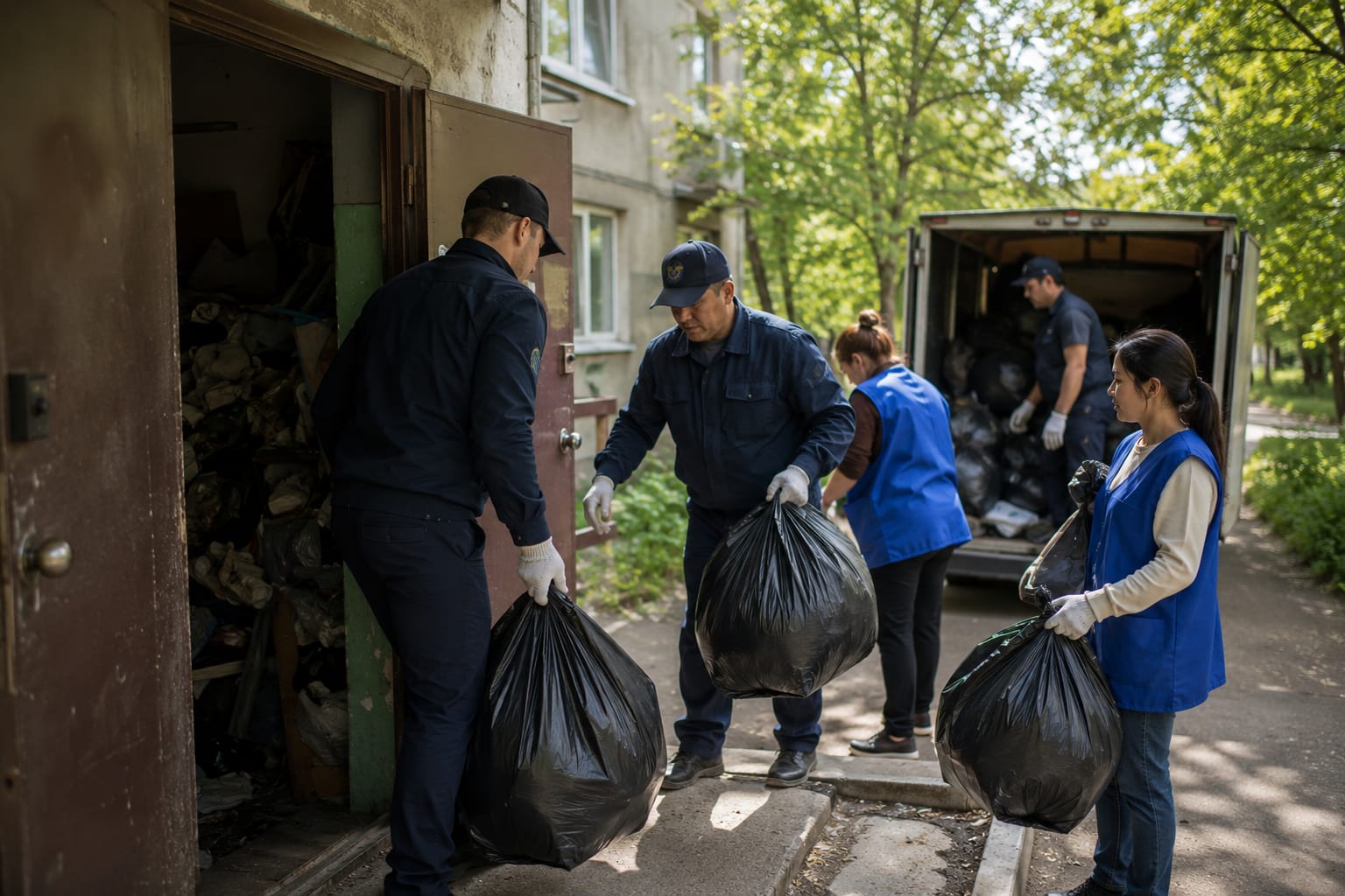 Соцслужбы и волонтеры провели масштабную уборку в квартире пенсионера в Павлодаре