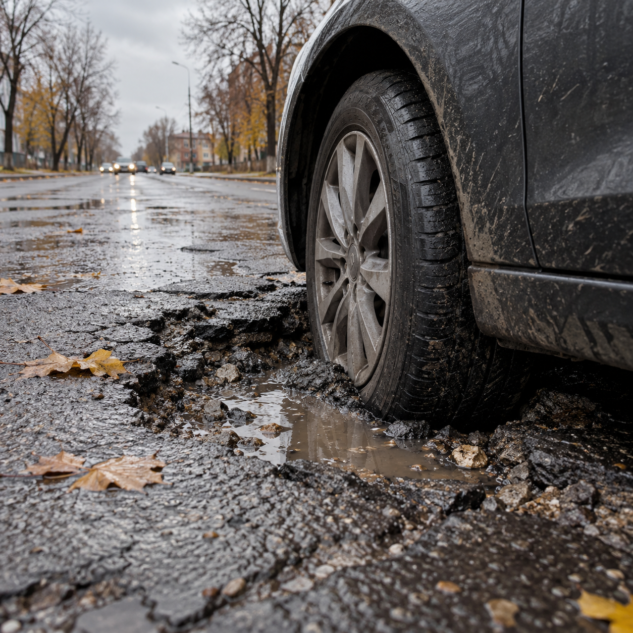 В Усть-Каменогорске дорожная яма стала причиной повреждения нескольких авто