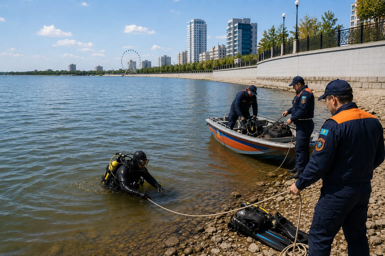 В Павлодаре начали подготовку к купальному сезону: спасатели обследуют Иртыш и городские пляжи