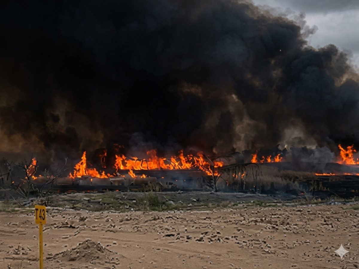 В Конаеве вспыхнул камыш на целом гектаре земли