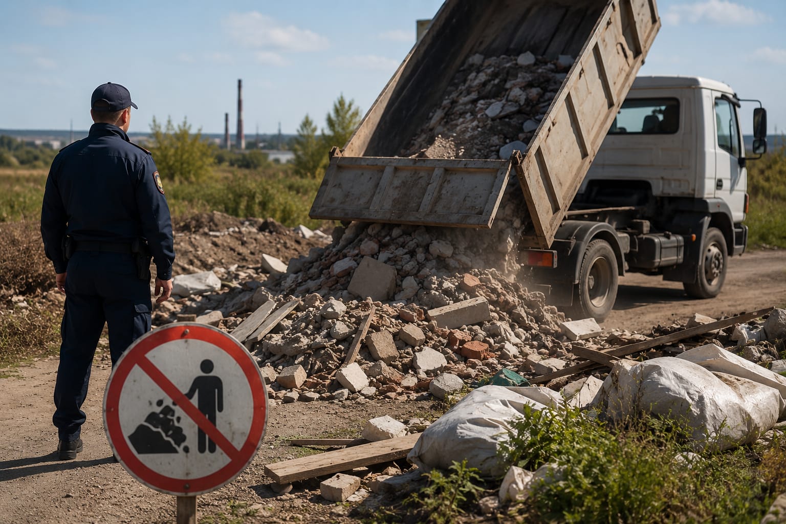 В Аксу мужчину поймали на незаконном сбросе строительного мусора