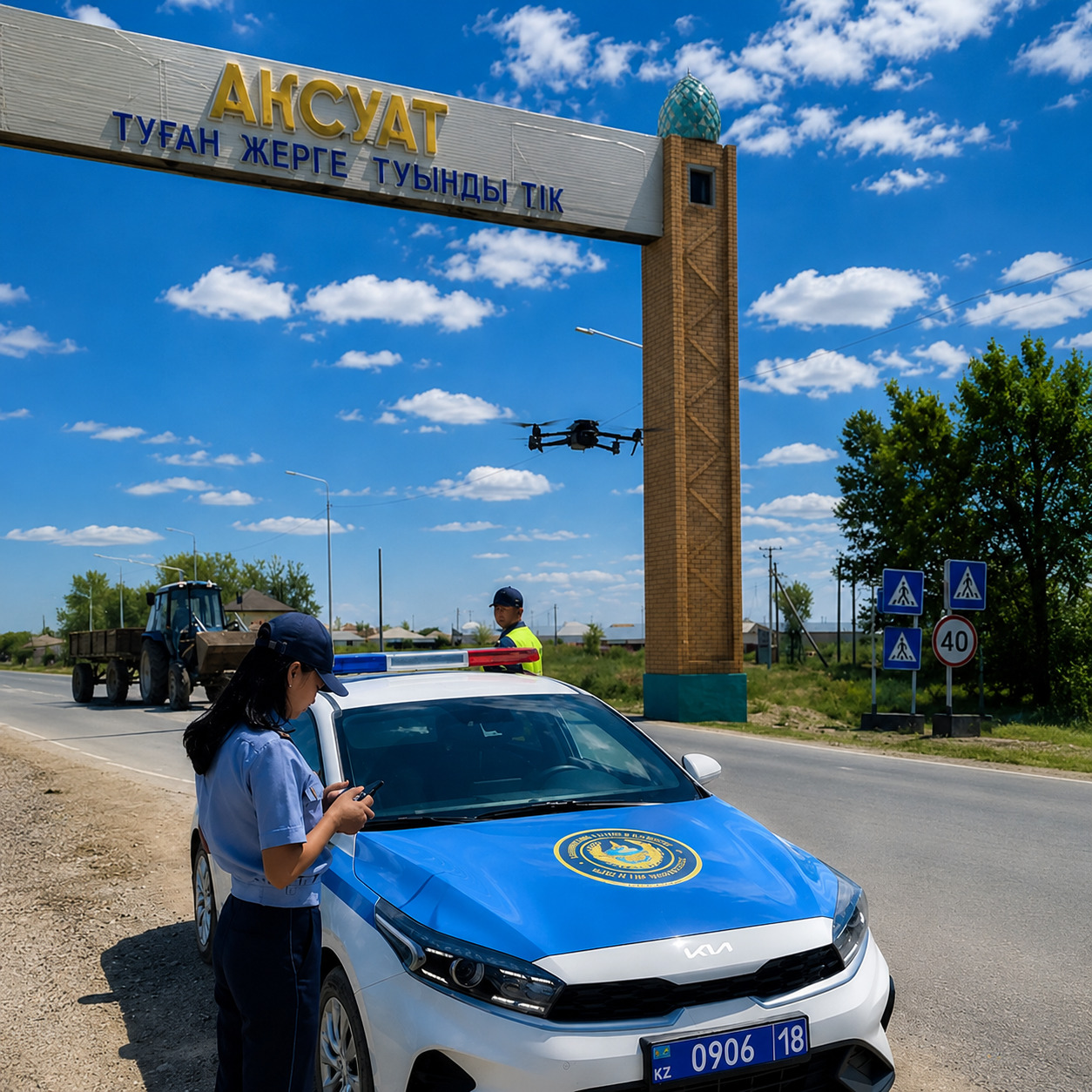 В области Абай дроны помогают выявлять нарушения правил дорожного движения