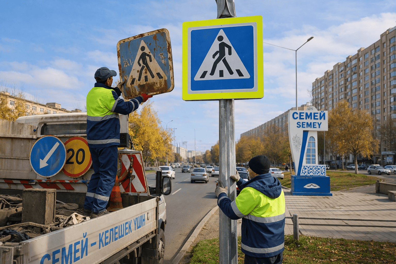 В Семее обновляют дорожные знаки: акцент на безопасность и порядок